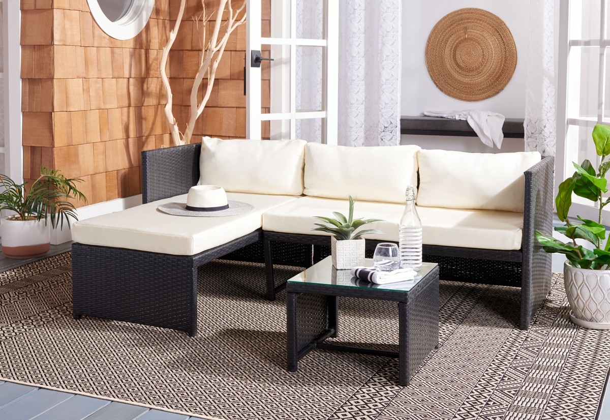 Bronson 3 Pc Sofa Set - Black/Beige - Safavieh - Image 1