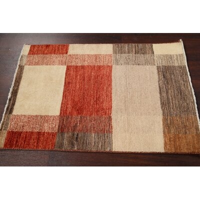 One-of-a-Kind Hand-Knotted New Age 2'7" x 3'8" Wool Area Rug in Beige/Rust - Image 0