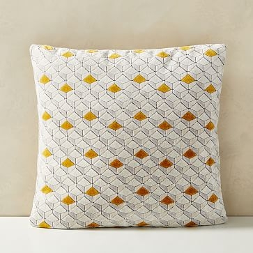 Tricolor Diamond Cut Velvet Pillow Cover, 20"x20", Dark Horseradish - Image 0