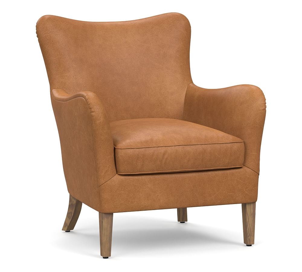 Clark Leather Armchair, Polyester Wrapped Cushions, Churchfield Camel - Image 0