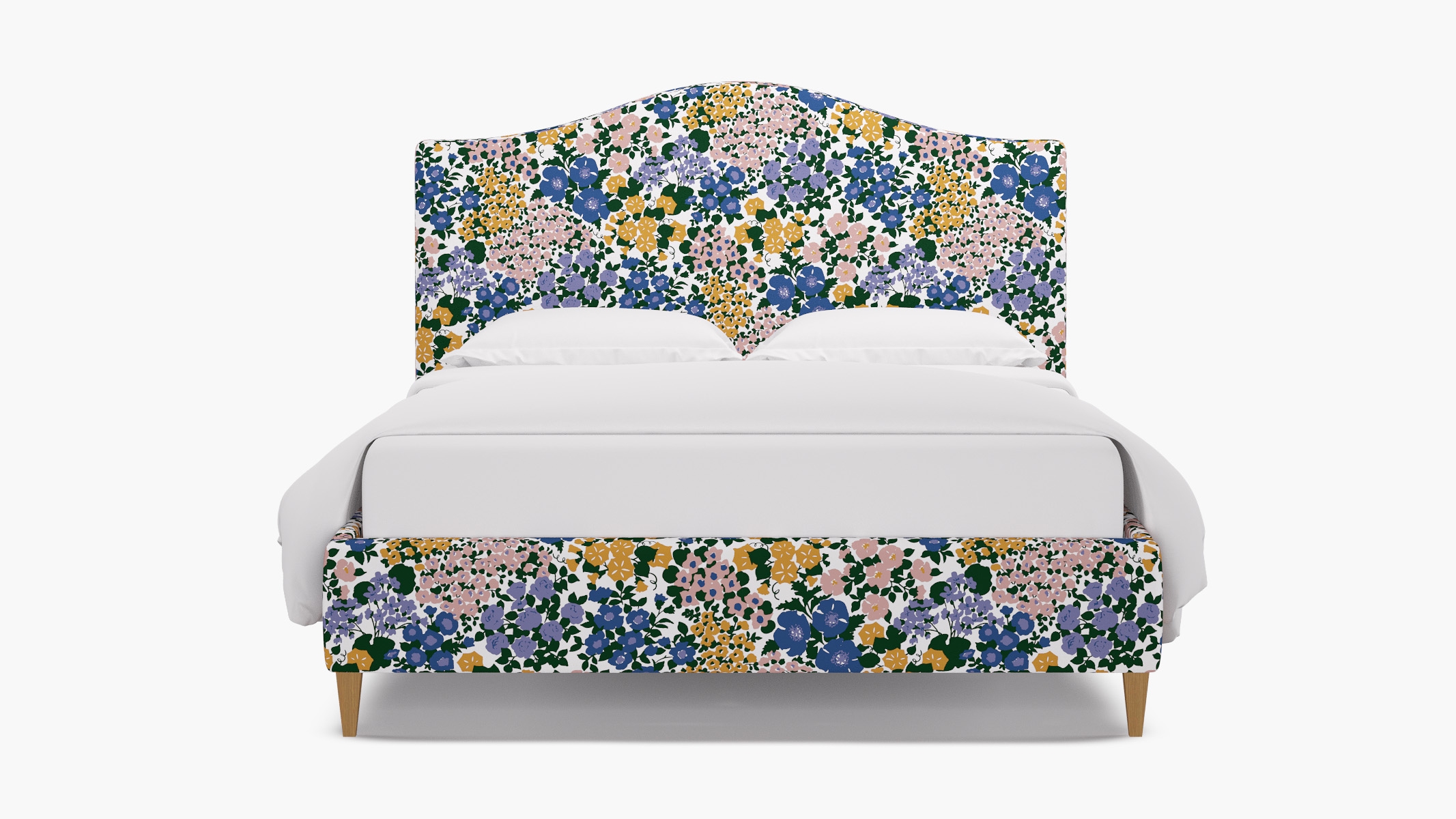 Camelback Bed, Lavender Million Flowers, Natural Square Tapered Leg, King - Image 0