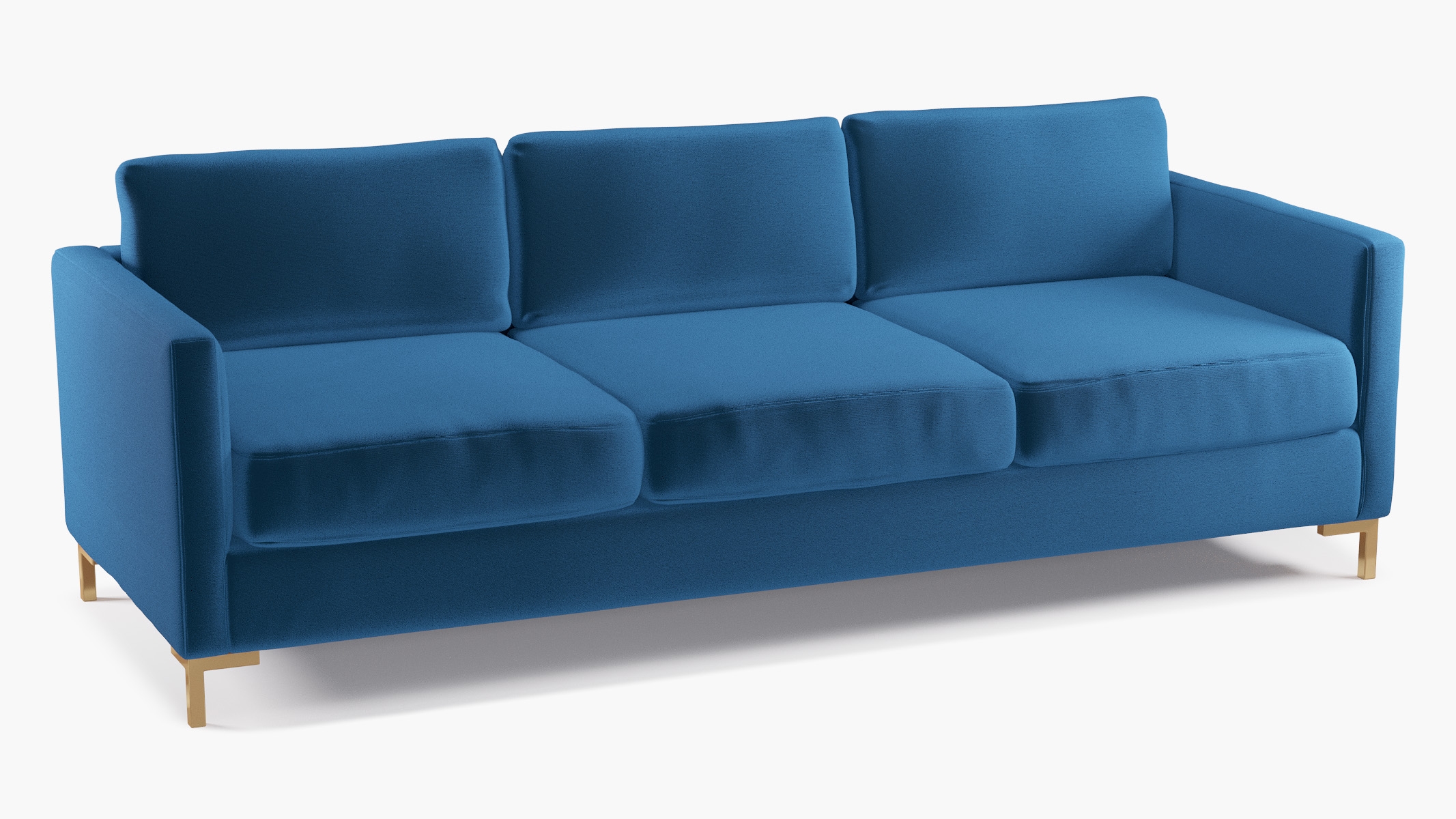 Modern Sofa, Royal Performance Velvet, Brass L Leg - Image 1