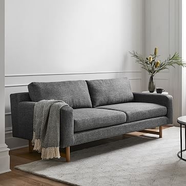 Eddy 82" Sofa, Poly, Performance Washed Canvas, Storm Gray, Almond - Image 2