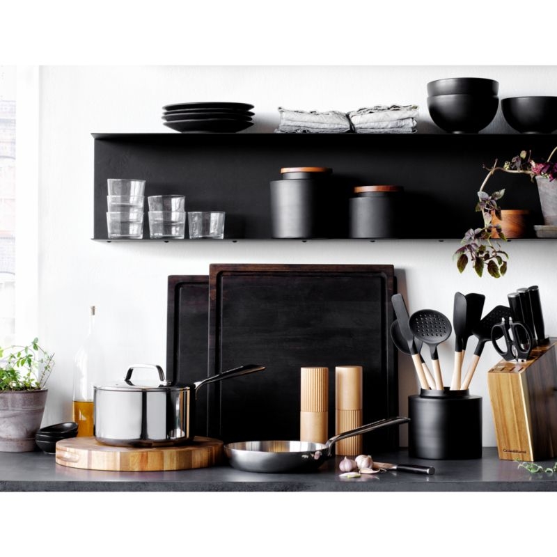 Crate & Barrel Black Silicone and Wood Slotted Spoon - Image 2