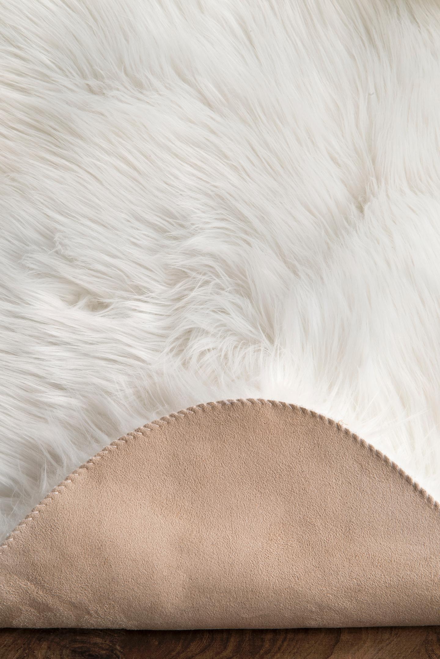 Terrell Solid Faux Sheepskin Area Rug, 2' x 6' - Image 2