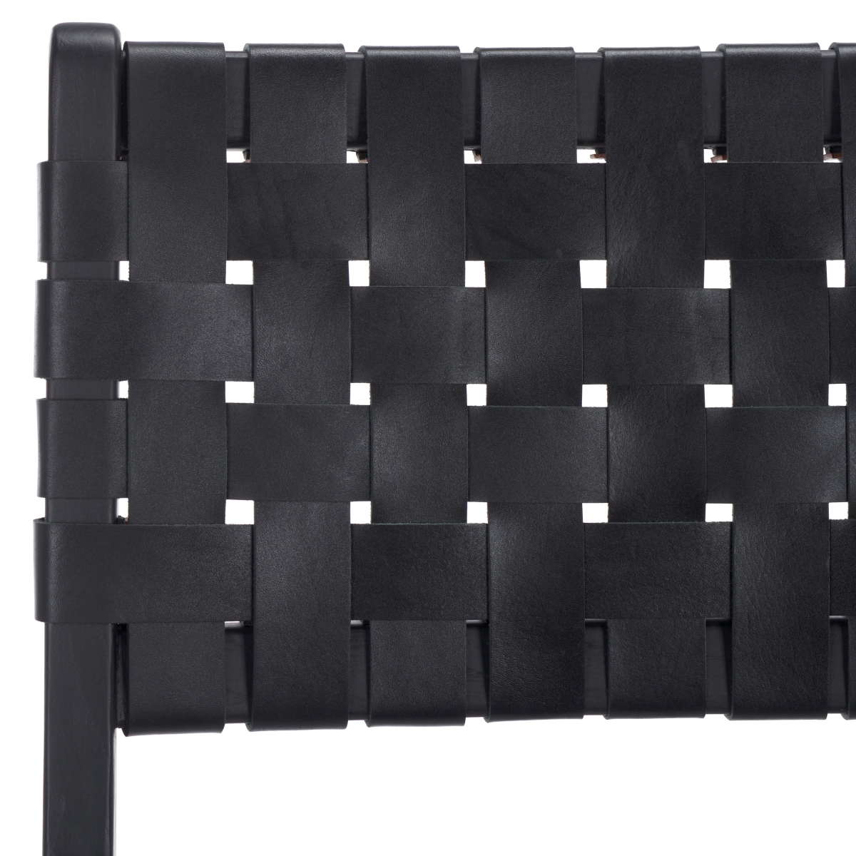 Adah Leather Bar Stool - Black - Safavieh - Image 2