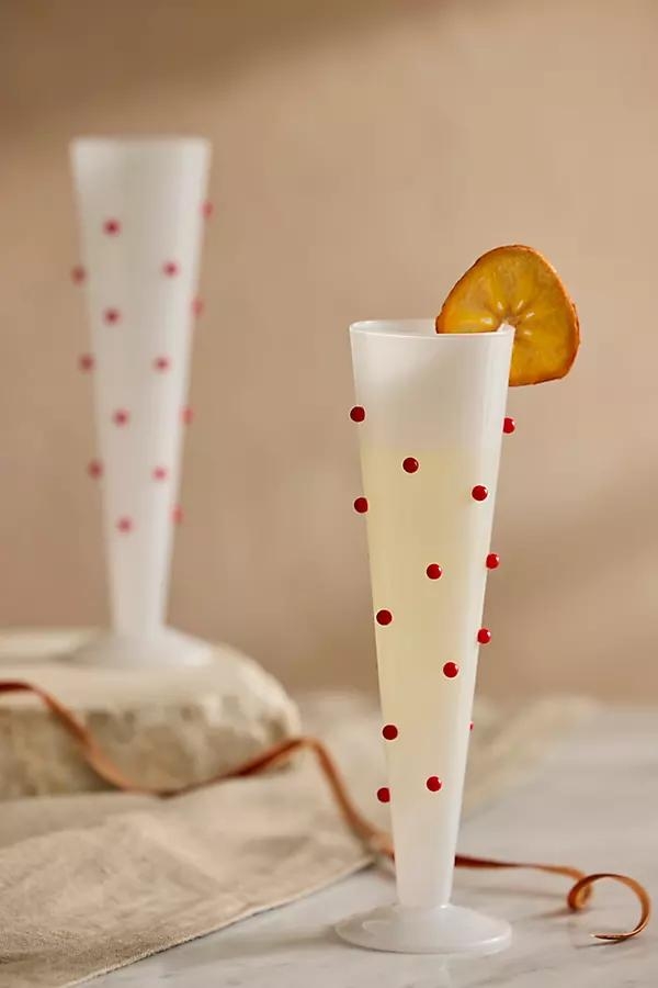 Red Confetti Glass Flutes, Set of 2 - Image 0