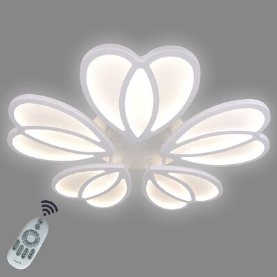 5-Petal Acrylic Flush-Mounted Ceiling Light White LED Home Decor Light Adjustable Light Colors With Remote 80W - Image 0