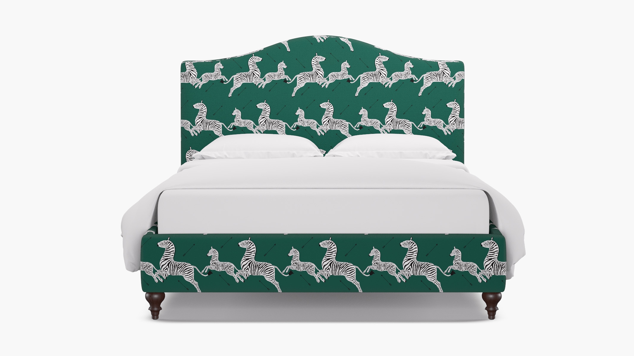 Camelback Bed, Emerald Zebra, Espresso Traditional Turned Leg, Twin - Image 0