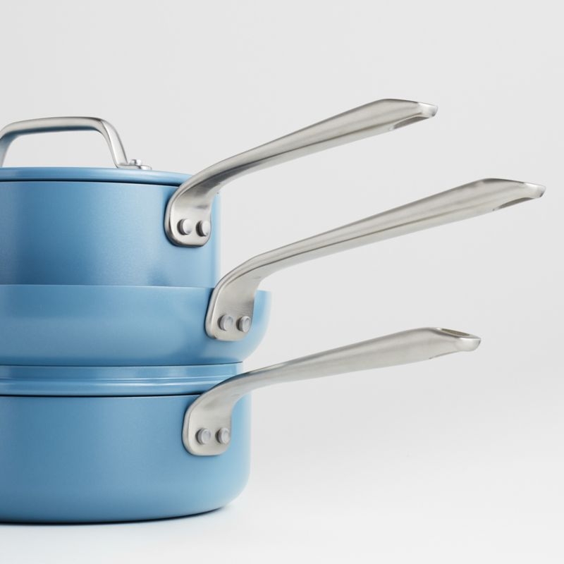 Crate & Barrel EvenCook Ceramic ™ Denim Nonstick 8-Piece Cookware Set with Bonus - Image 4