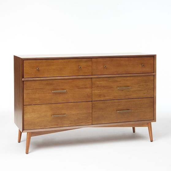 OPEN BOX: Mid-Century 6-Drawer Dresser, Acorn - Image 0