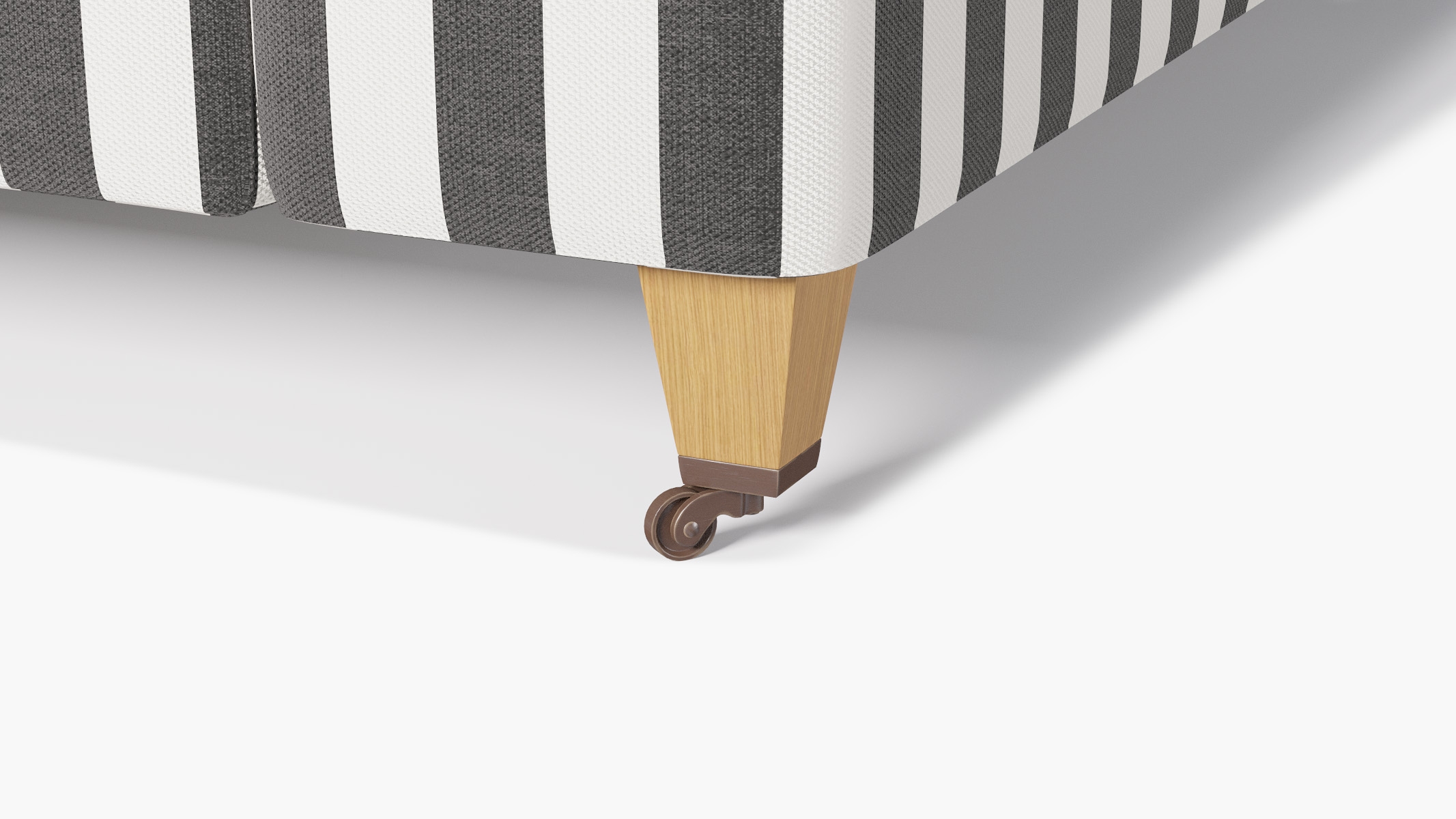 Classic Sofa, Ink Cabana Stripe, Natural with Antique Brass Caster - Image 1