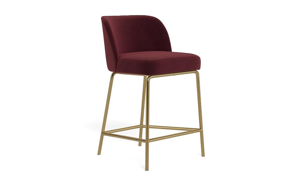 Graham Metal Framed Upholstered Counter Stool with Contrast Piping - Image 1