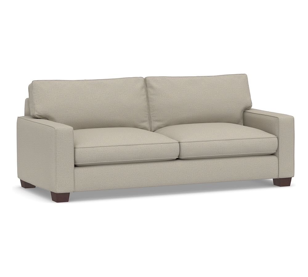 PB Comfort Square Arm Upholstered Grand Sofa 87", Box Edge Memory Foam Cushions, Performance Boucle Fog - Image 0