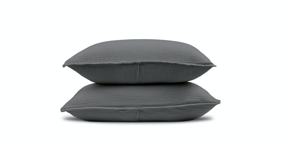 Leni Standard Cotton Gauze Sham Set - Charcoal  - Image 0