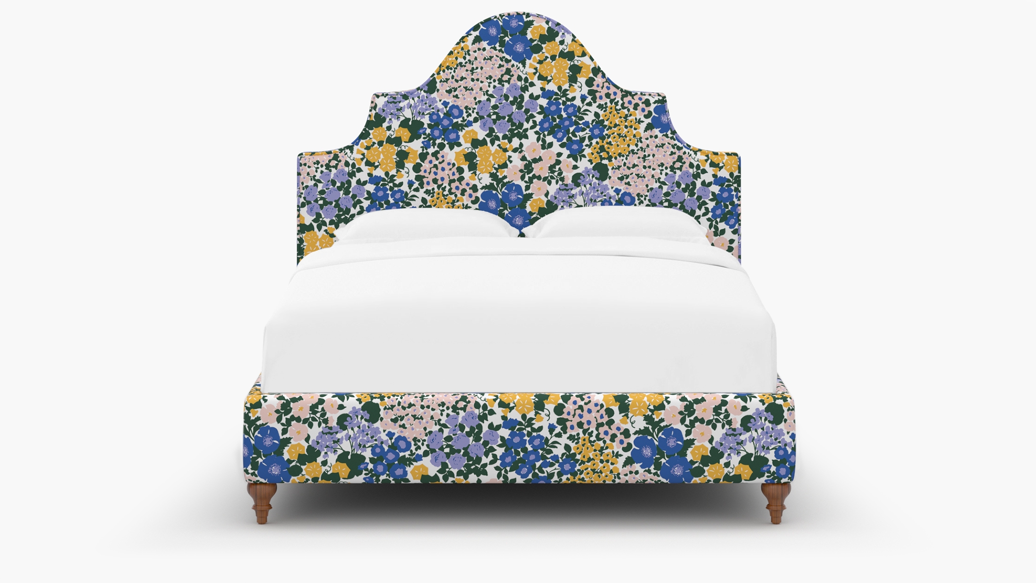 Statement Bed, Lavender Million Flowers, Walnut Traditional Turned Leg, Twin - Image 0