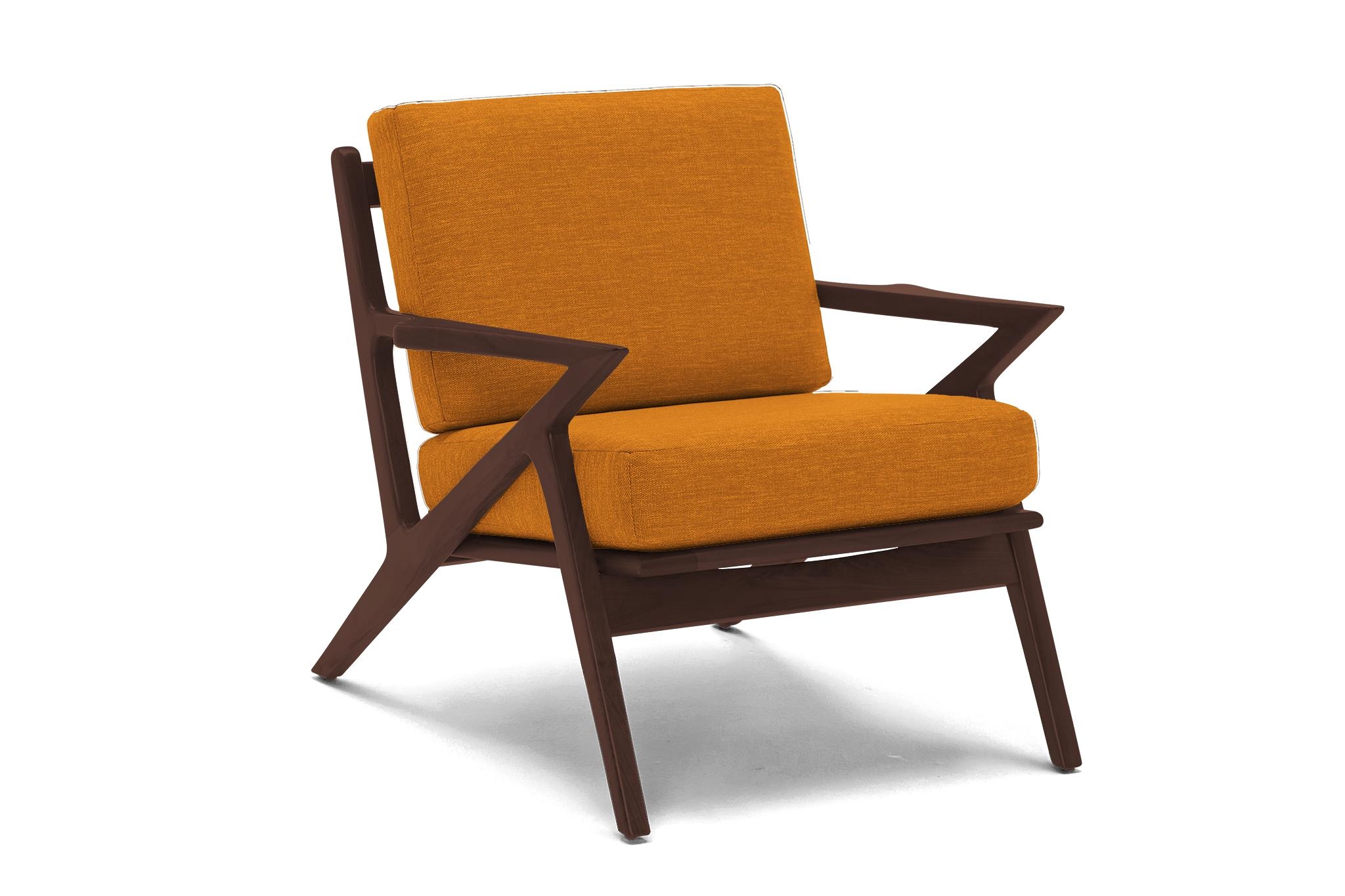 Yellow Soto Mid Century Modern Apartment Chair - Cordova Amber - Walnut - Image 1