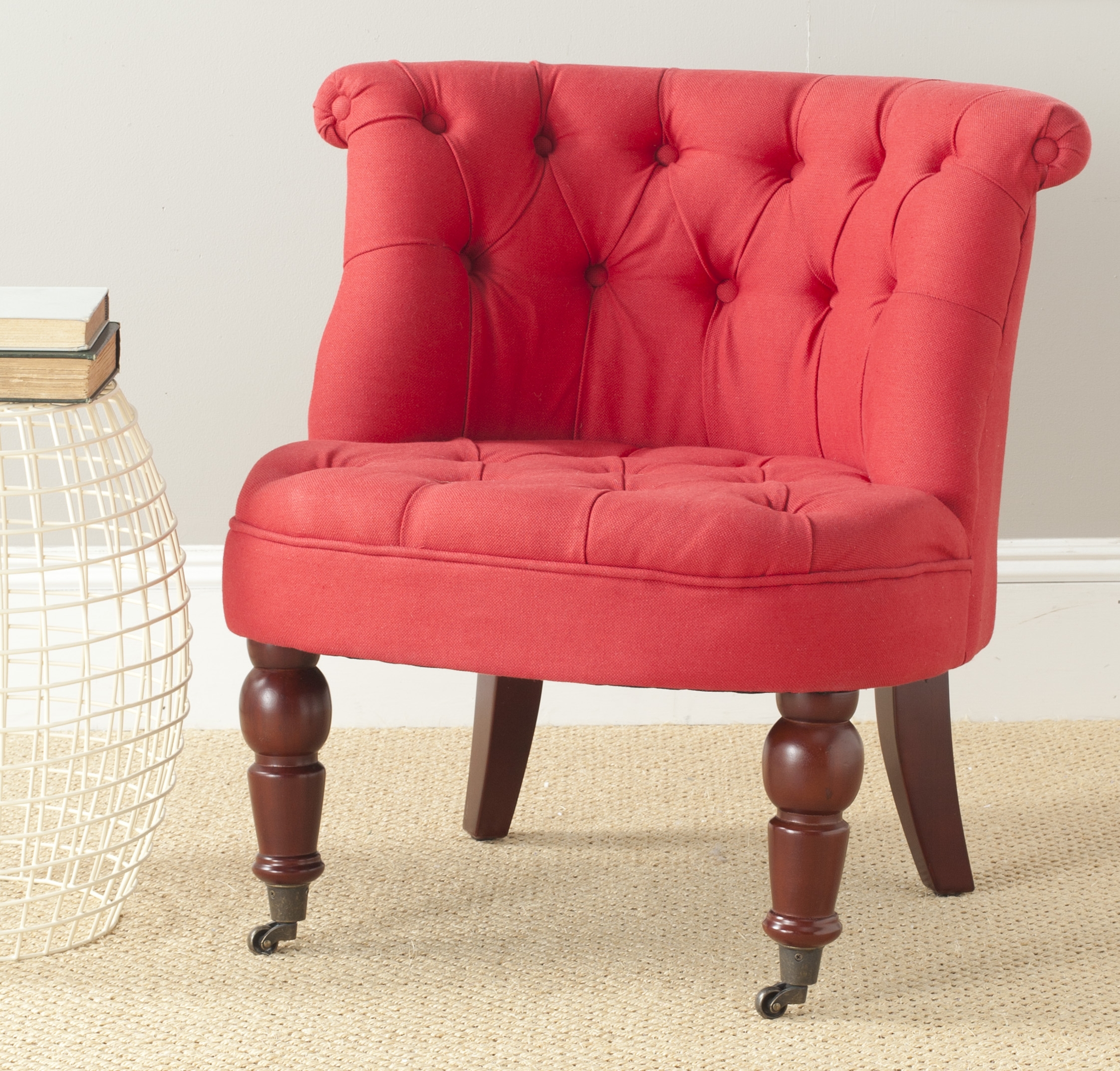 Carlin Tufted Chair - Cranberry/Cherry Mahogany - Arlo Home - Image 4