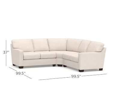Buchanan Square Arm Upholstered 3-Piece L-Shaped Wedge Sectional, Polyester Wrapped Cushions, Chenille Basketweave Oatmeal - Image 2