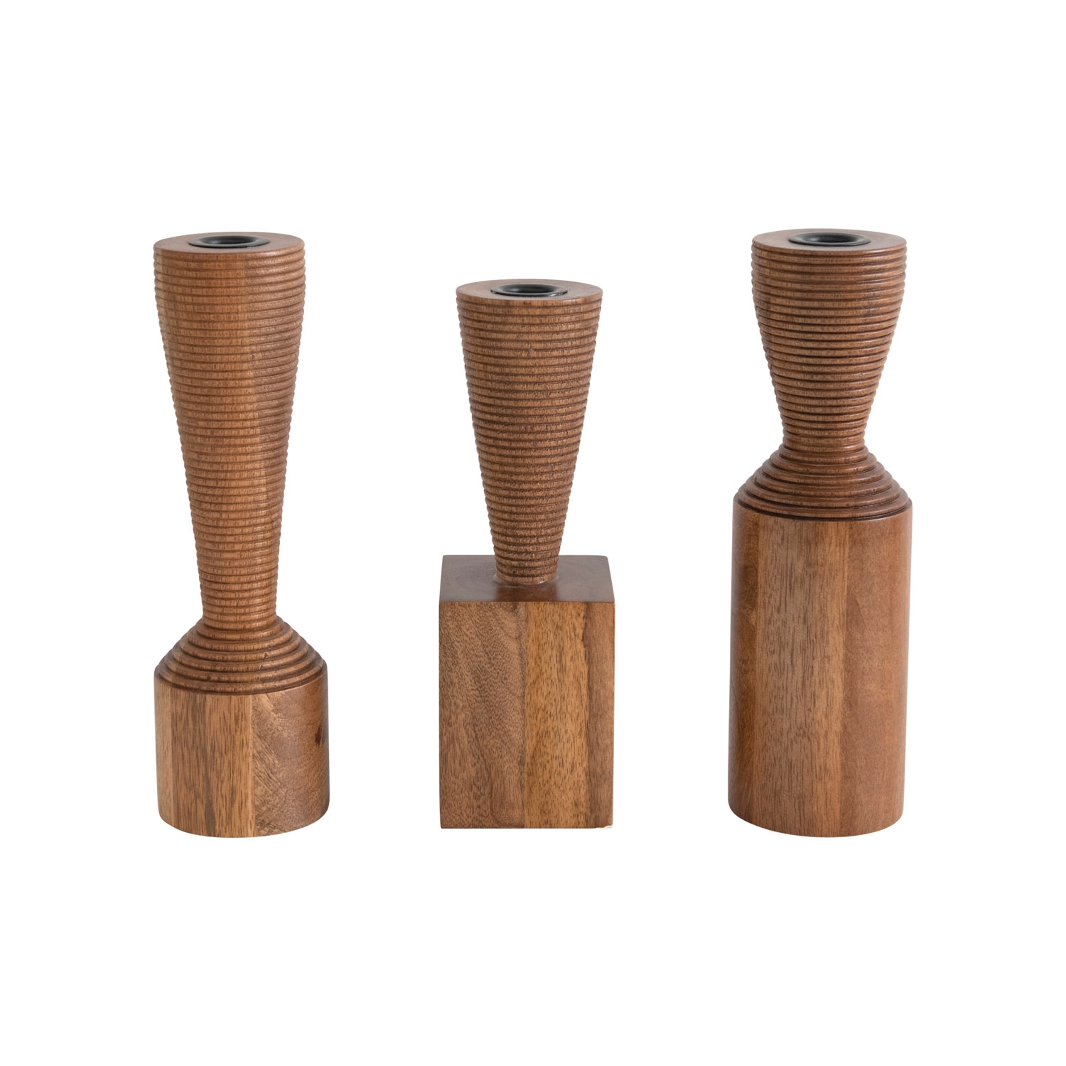 Hand-Carved Mango Wood Taper Holder, 3 Styles - Image 0