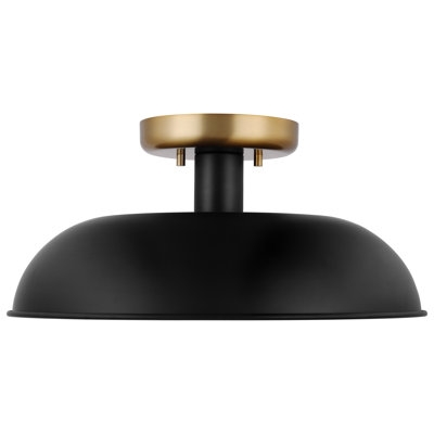 Emerita - 1 Light - Medium Flush Mount Fixture - Matte Black With Burnished Brass - Image 0