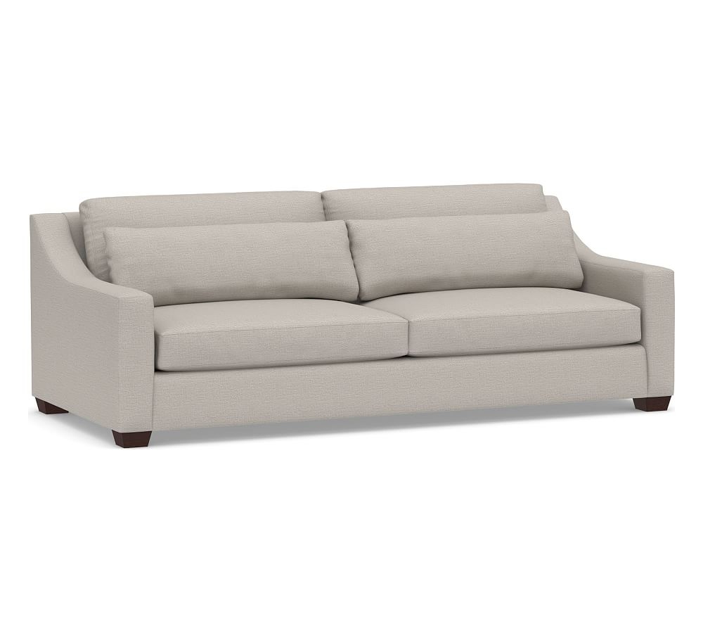 York Slope Arm Upholstered Deep Seat Grand Sofa 95" 2-Seater, Down Blend Wrapped Cushions, Chunky Basketweave Stone - Image 0