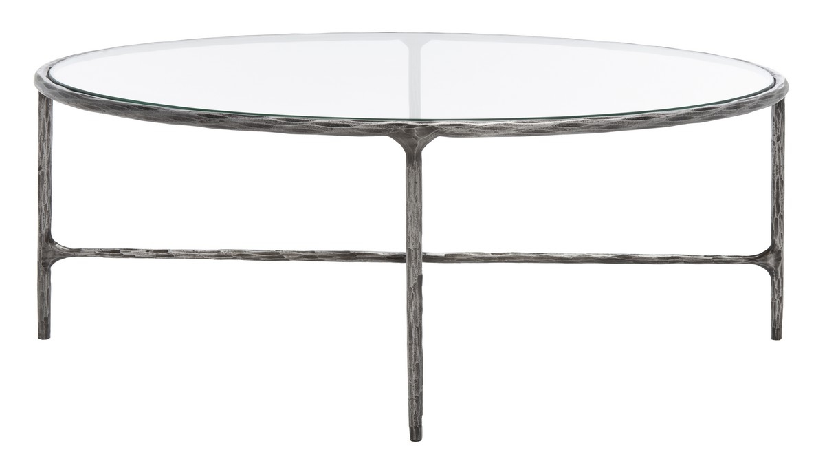 Jessa Oval Metal Coffee Table - Silver - Image 0