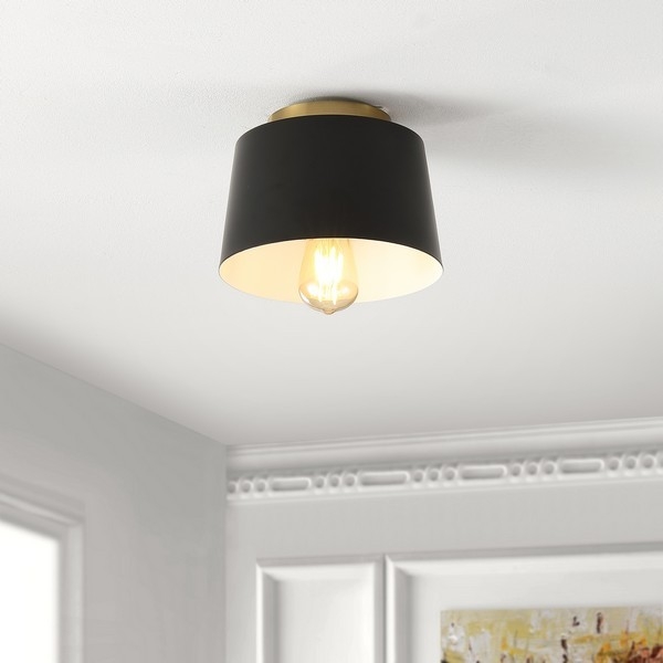 Parkes 8.25" Flush Mount - Black / Brass - Safavieh - Image 1