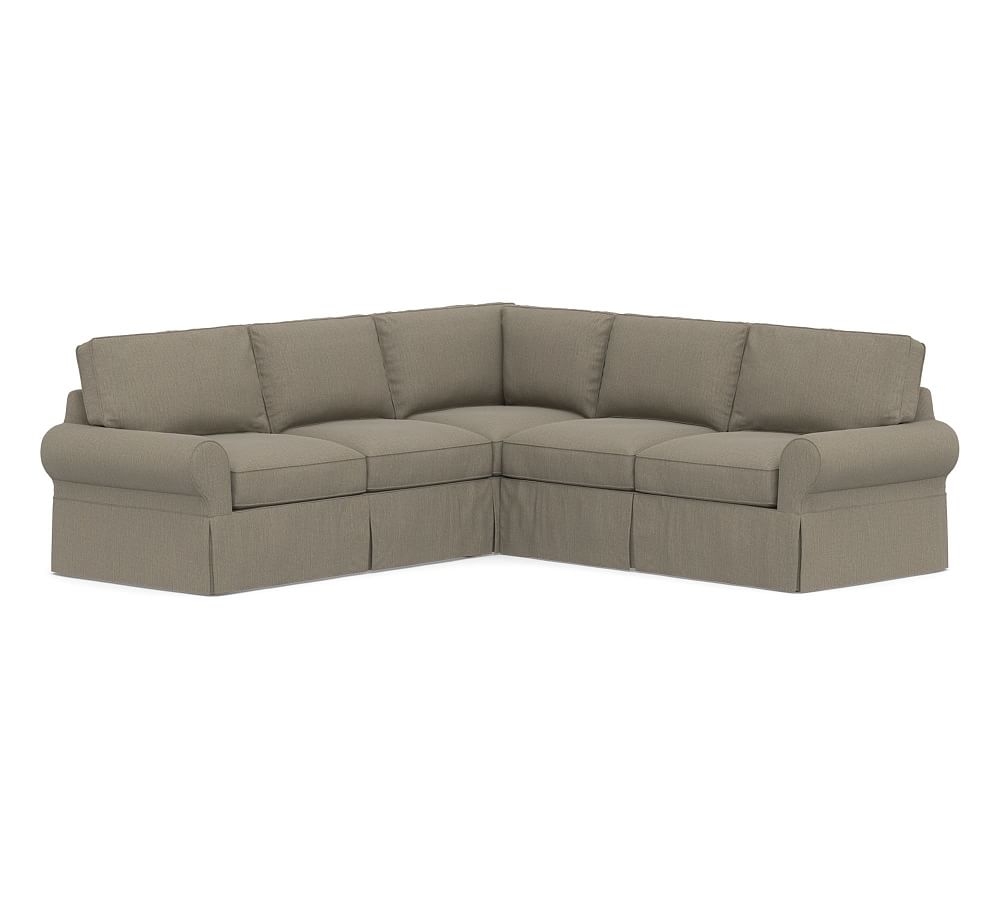 PB Basic Slipcovered 2-Piece L-Shaped Sectional, DB CSH, Chenille Basketweave Taupe - Image 0