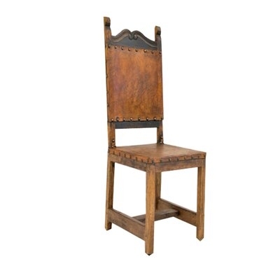 Ojas Leather Queen Anne Back Side Chair in Brown - Image 0