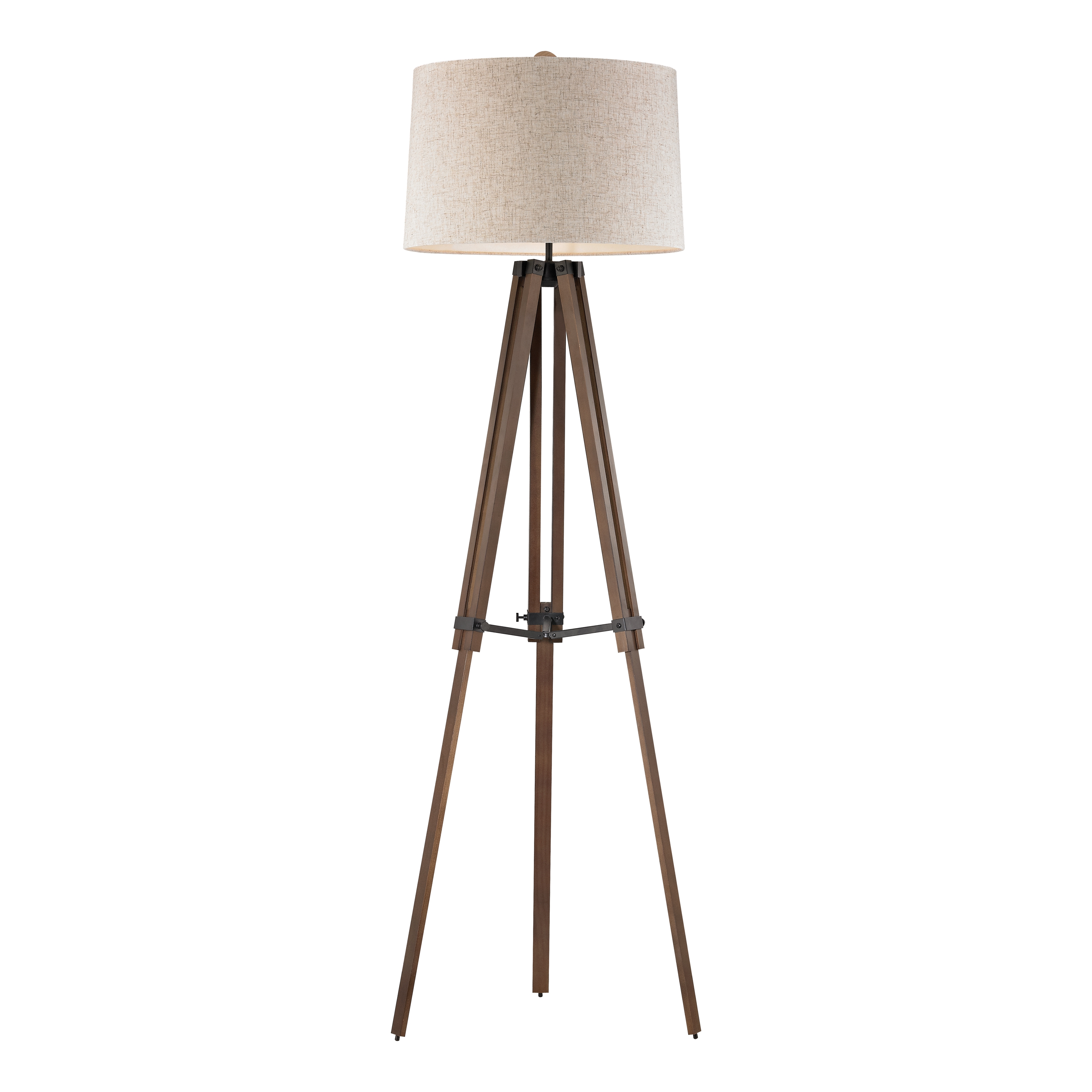 Wooden Brace 62'' High 1-Light Floor Lamp - Black - Image 0