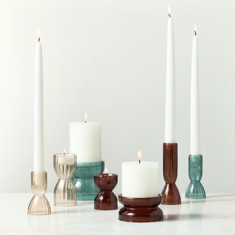 Melina Brown Glass Taper Candle Holder Large - Image 3