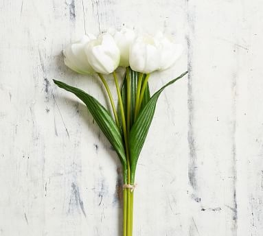 Faux Early Bloom Tulip Bouquet, White - Image 2