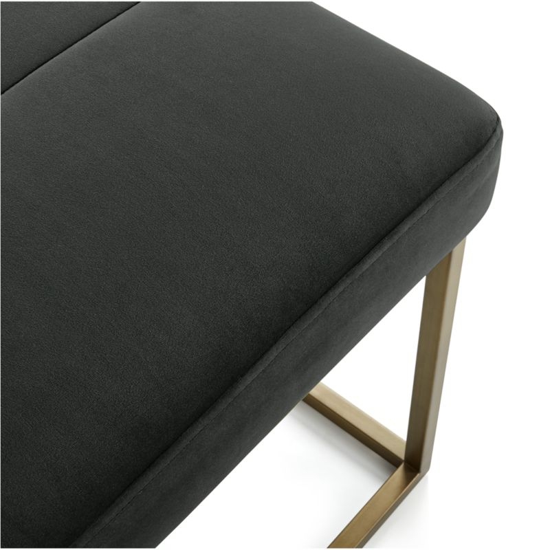 Channel Charcoal Velvet Bench with Brass Base - Image 3