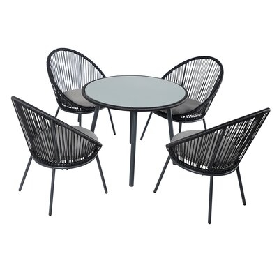 Glora Round 4 - Person 35.4'' Long Dining Set with Cushions - Image 0