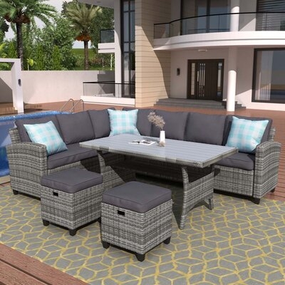 Treasa 4 Piece Rattan Sectional Seating Group with Cushions - Image 0