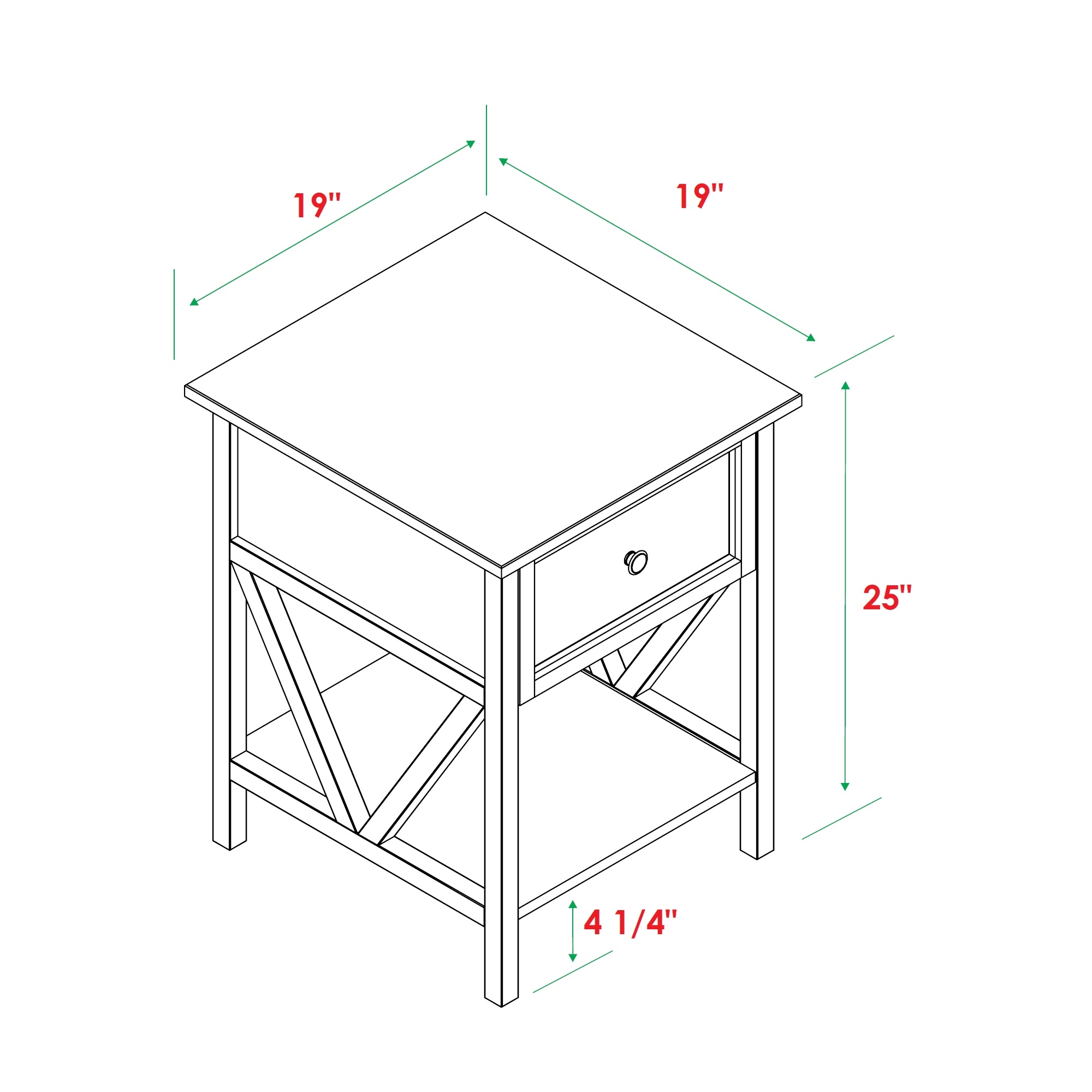 Natalee 19" 1 Drawer Wood Side Table - Rustic Oak/Black - Image 1