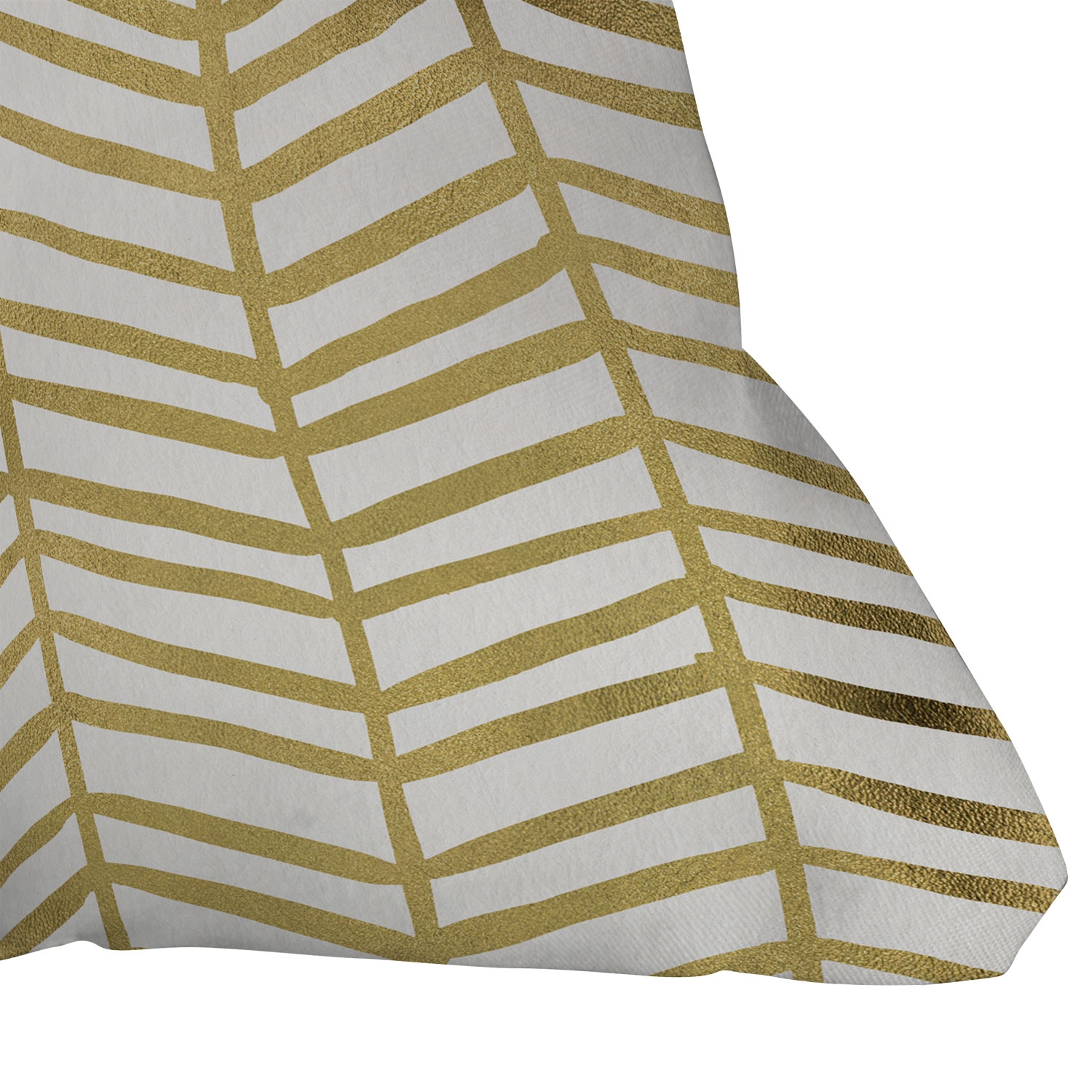Gold Herringbone by Cat Coquillette - Outdoor Throw Pillow 16" x 16" - Image 1