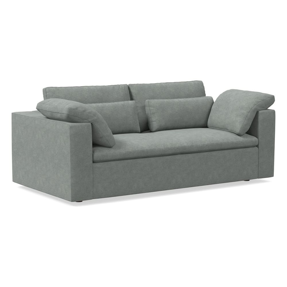 Harmony Modular 82" Sofa, Down, Distressed Velvet, Mineral Gray, Concealed Supports - Image 0