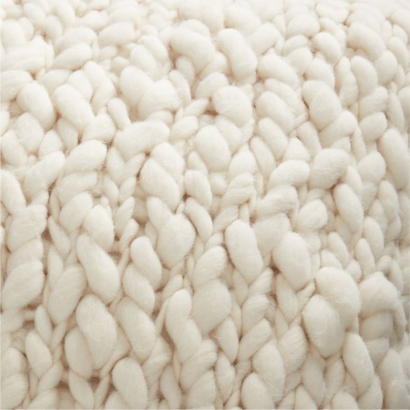 Chunky Knit 23" Cream Pillow with Down-Alternative Insert - Image 1