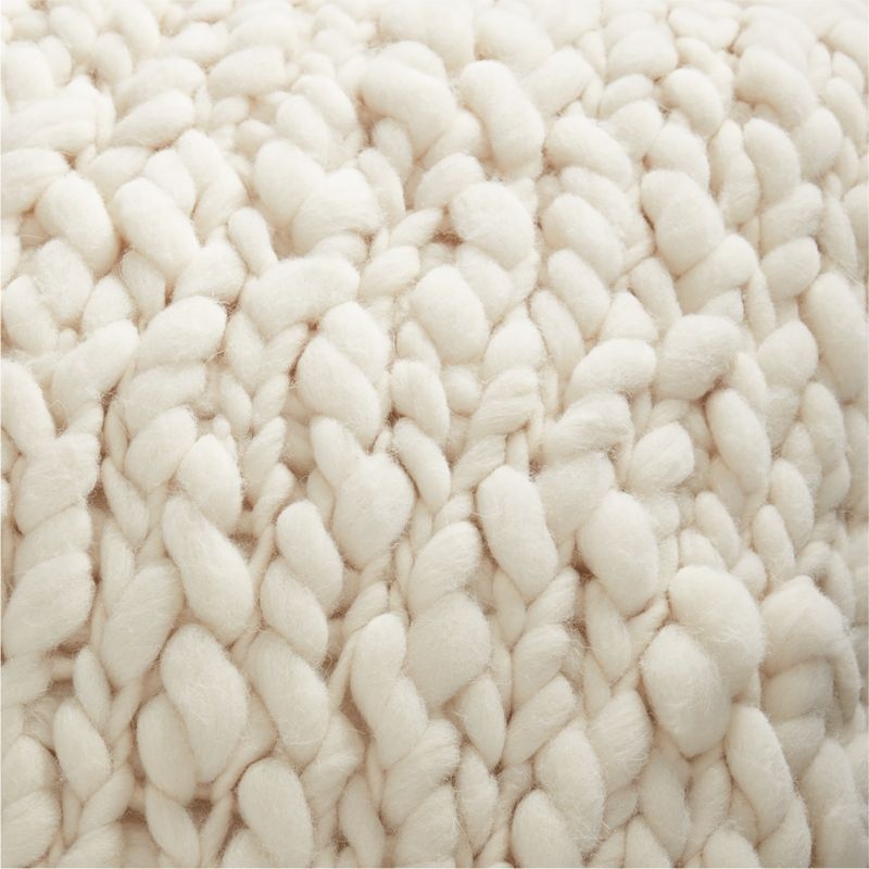 Chunky Knit 23" Cream Pillow with Feather-Down Insert - Image 1