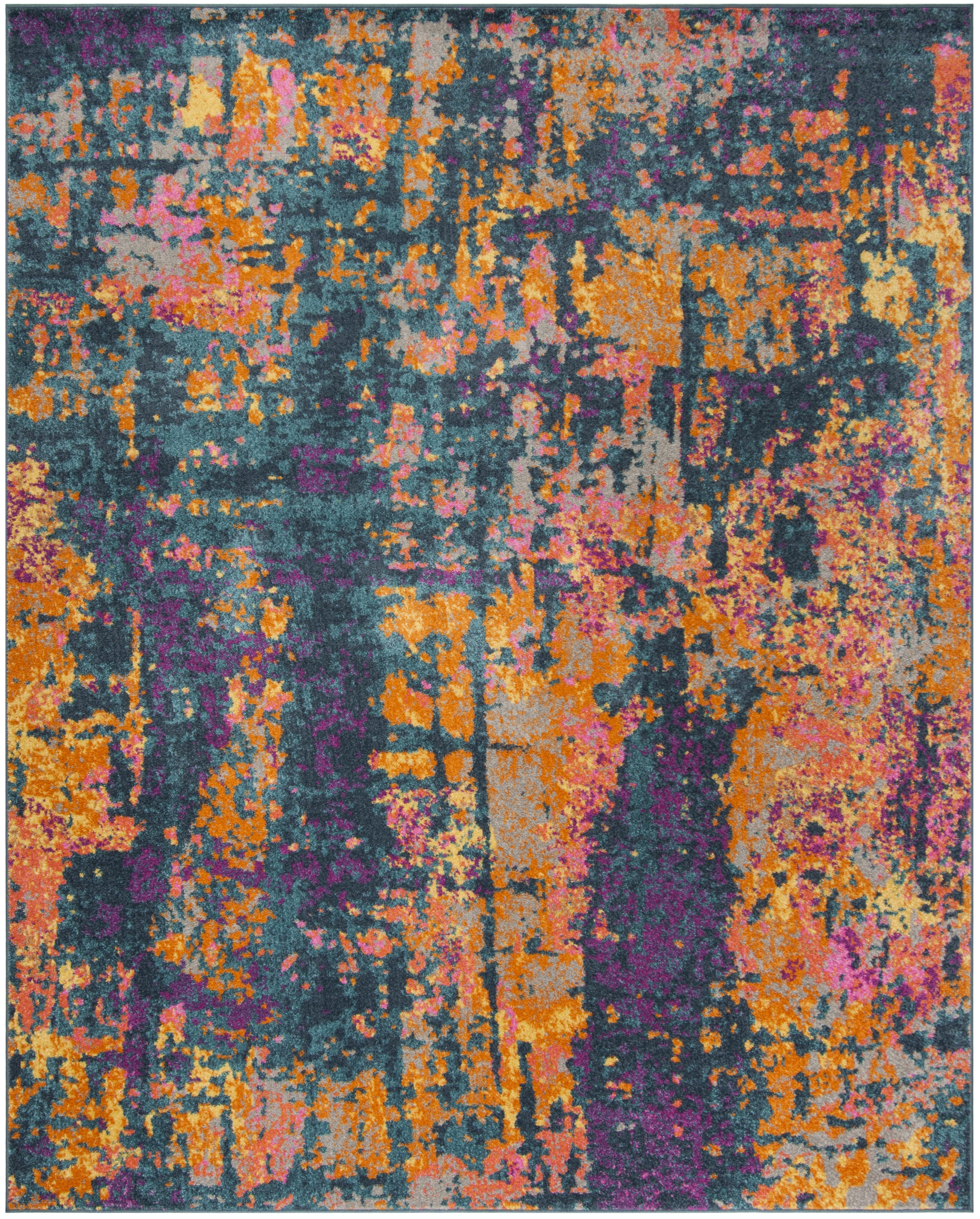 Arlo Home Woven Area Rug, MAD143A, Blue/Orange,  8' X 10' - Image 0