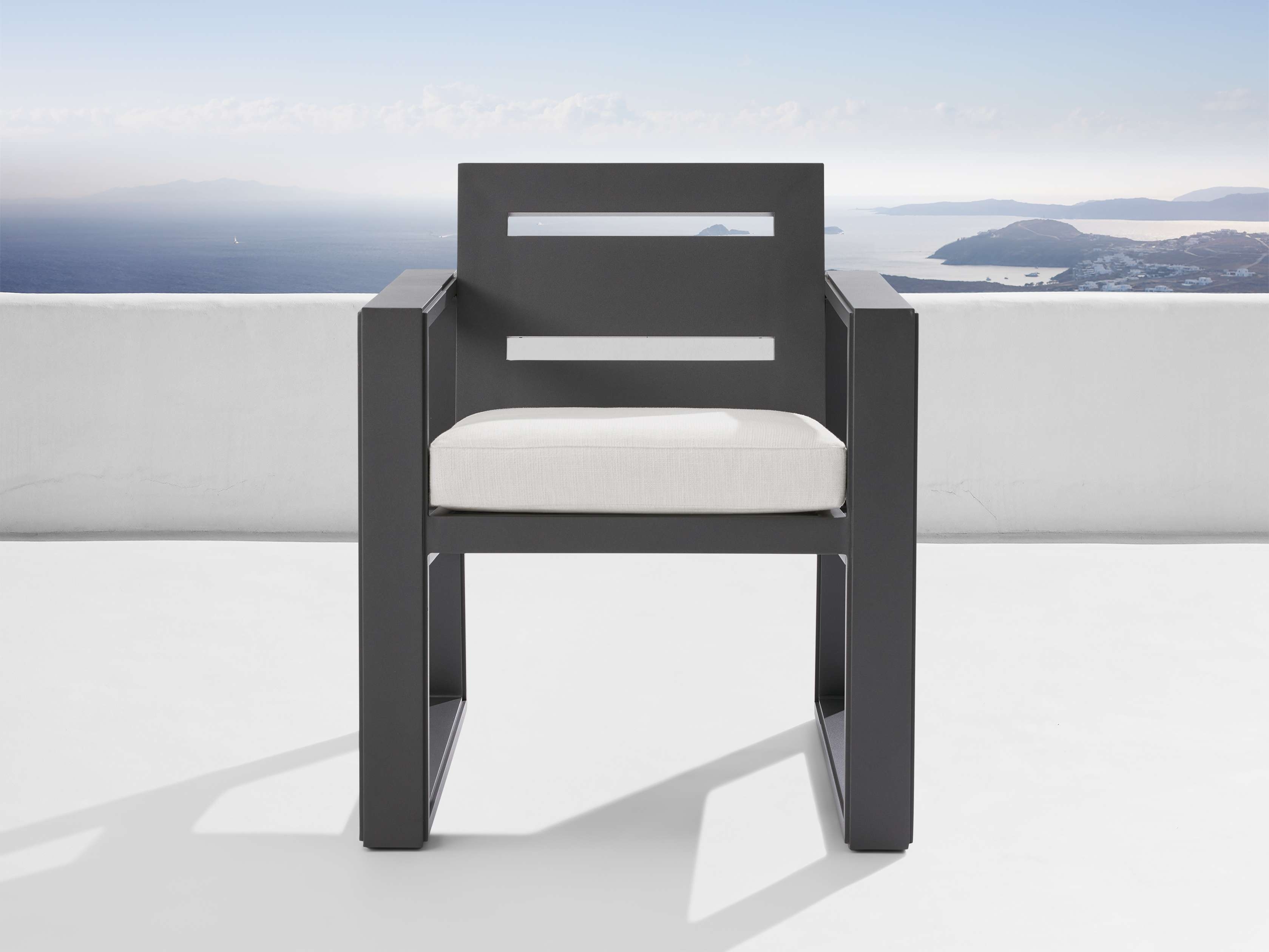 Canyon Outdoor Dining Arm Chair Aluminum in Gray - Image 0