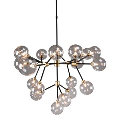20 Light Two Tone Glass And Metal Chandelier, Black And Gold - Image 0