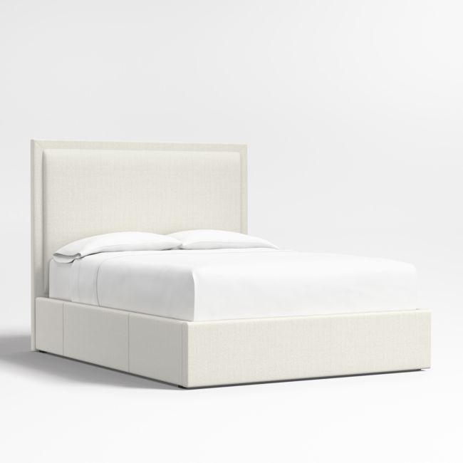 Meraux 56" Ivory Queen Upholstered Headboard with Storage Bed Base - Image 0