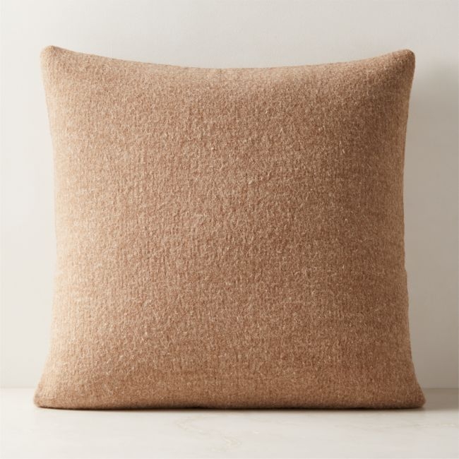 Tadeo Light Brown Boiled Wool Throw Pillow with Feather-Down Insert 23"x23" - Image 0