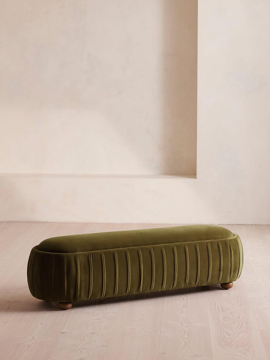 Vivienne Bench, Velvet, Olive, US - Image 0