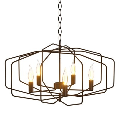 28" Folding Rotatable Chandelier With 5 Lights Metal Ceiling Lamp For Living Room - Image 0