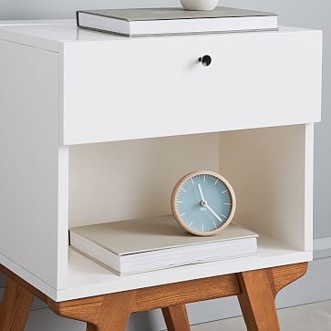 Modern Nightstand, White Lacquer - Image 1