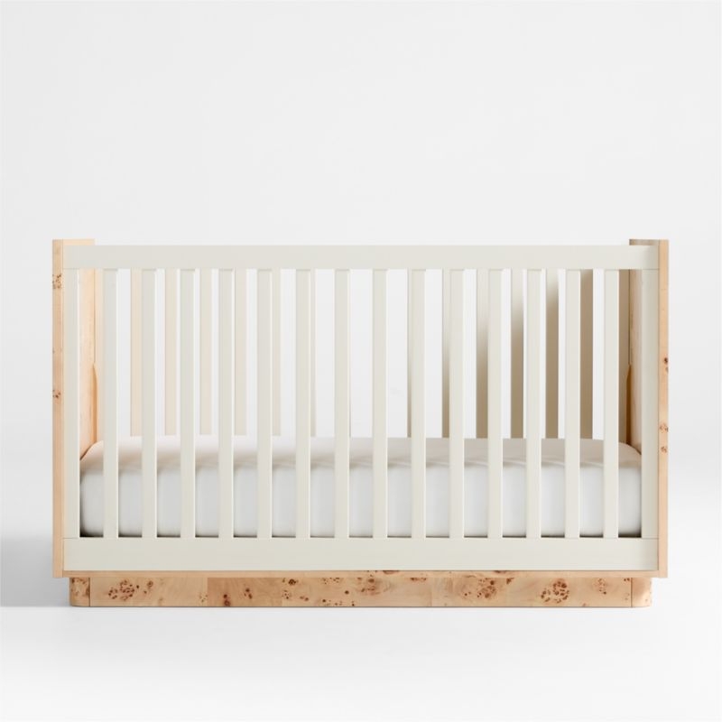 Calli Burlwood and Linen White Convertible Baby Crib with Toddler Bed Rail - Image 5